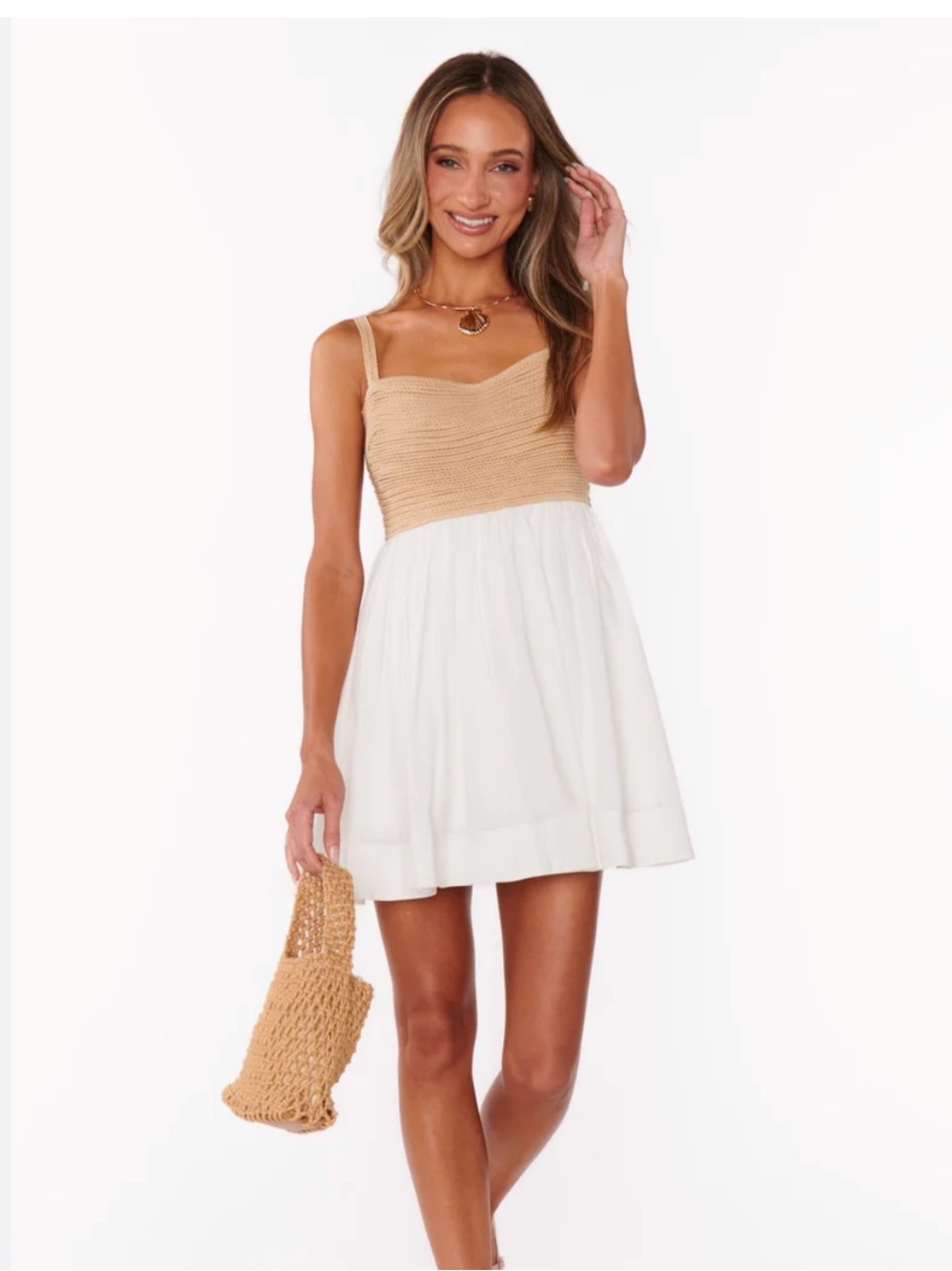 NWT Show Me Your Mumu Sun Deck Mini Dress XS Twisted Rope White